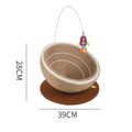 Large cat scratching board with integrated flannel-lined bed in starry sisal nest design