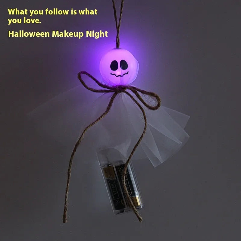 Halloween ghost-themed LED lighting chain with battery box and colourful PVC shell