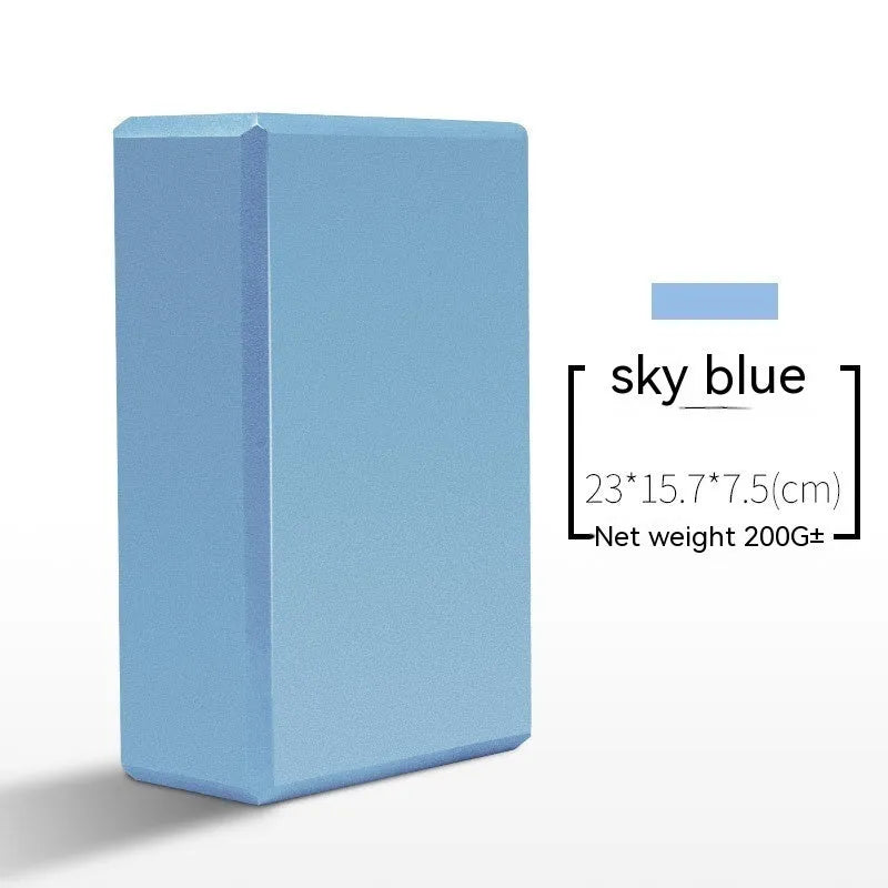 High-density EVA yoga block in a selection of solid colours and printed designs.