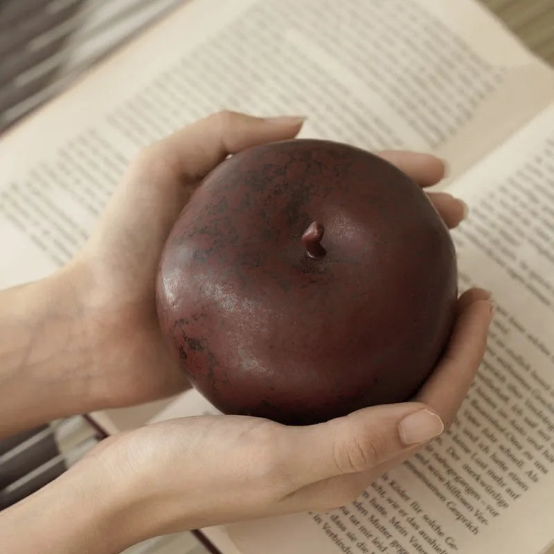 Chinese ceramic retro style apple ornament desktop decoration in large and small sizes