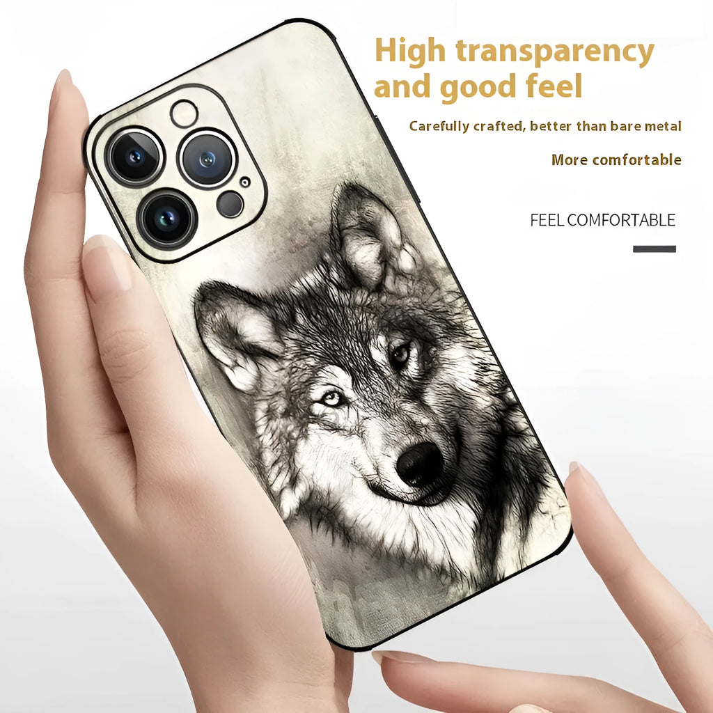 Glass phone case with painted tiger animal design for Apple iPhone back cover