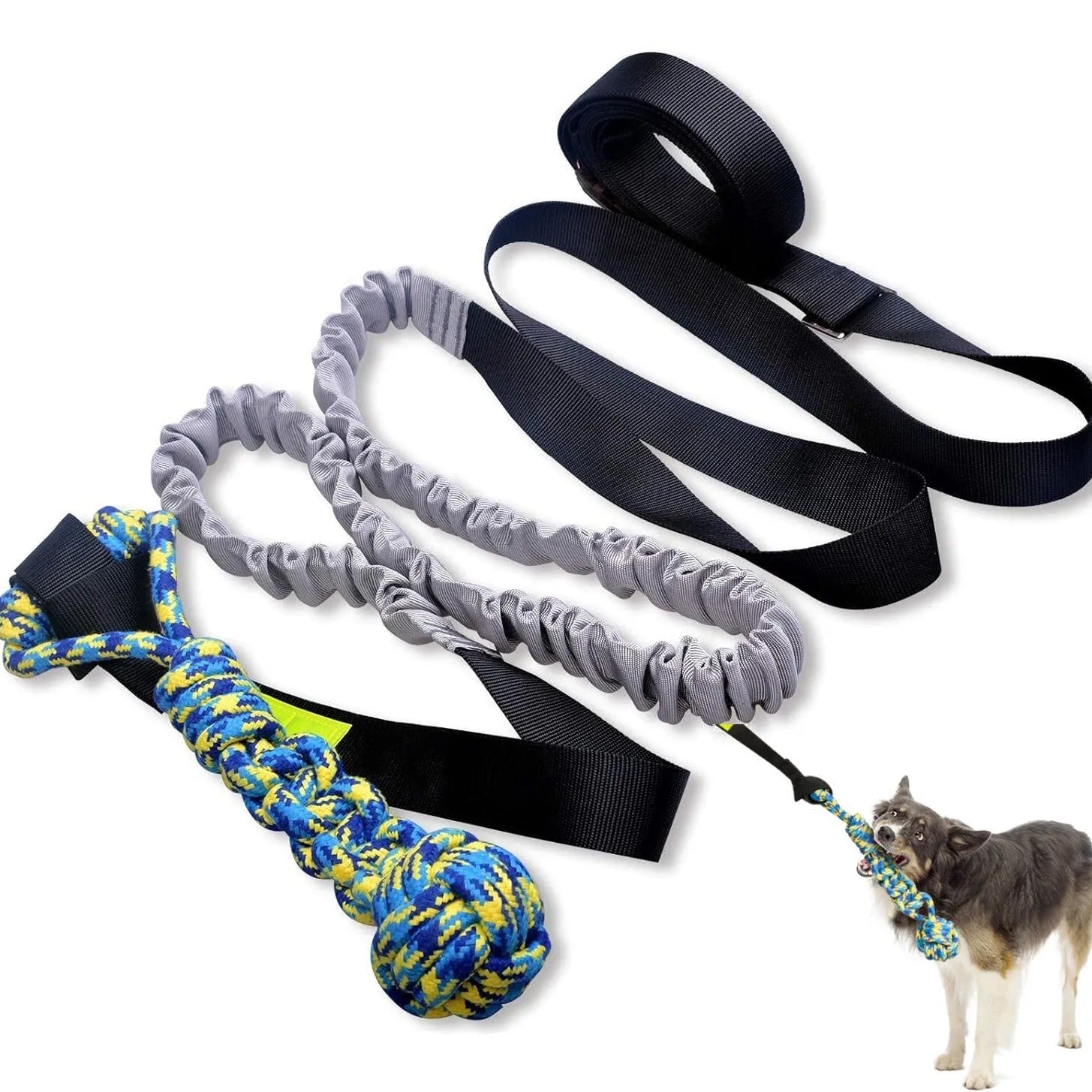 Green corncob design dog tug rope toy made from cotton thread for bite and pull play
