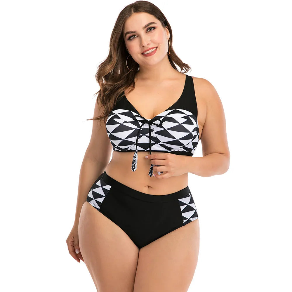 Black big cup ladies swimsuit with nylon and polyester blend for fuller bust coverage