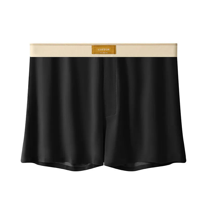 Pack of three pairs of men's solid colour ice silk underwear in loose fit.