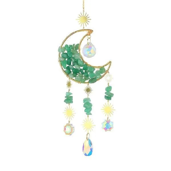 K9 crystal moon car pendant on 420mm chain in blue colour option