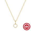 S925 sterling silver clavicle chain necklace with micro-inlaid zircon detailing in gold colour