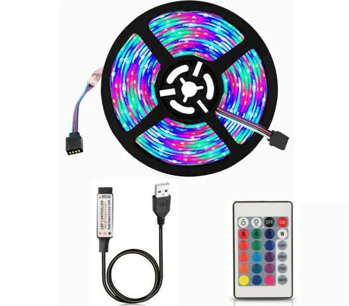 A 1-metre long white USB LED light strip with SMD5050 LEDs and a 50cm USB power cable.