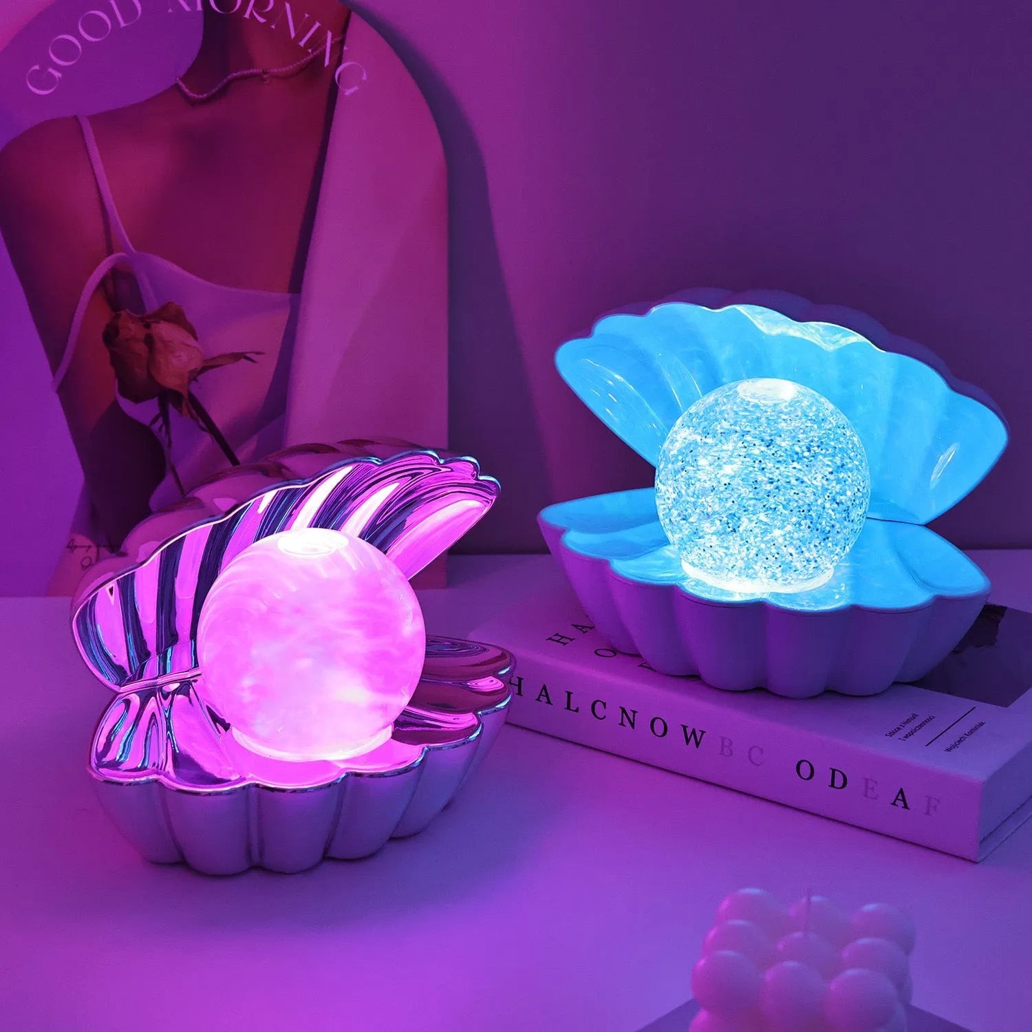 Shell-shaped neon decorative night lamp with 15x18cm dimensions