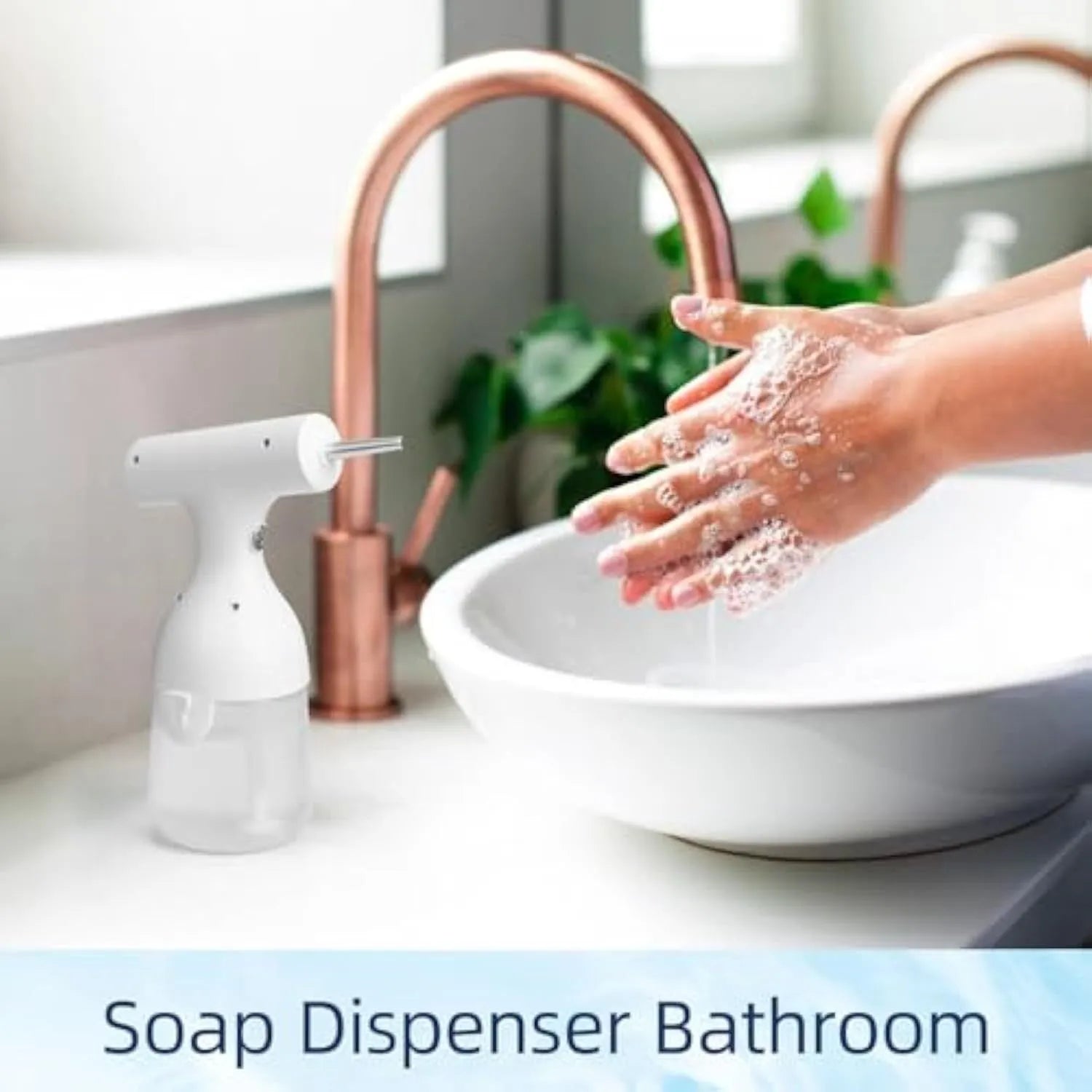 White electric foam soap dispenser for pet bathing with USB cable and two nozzles.
