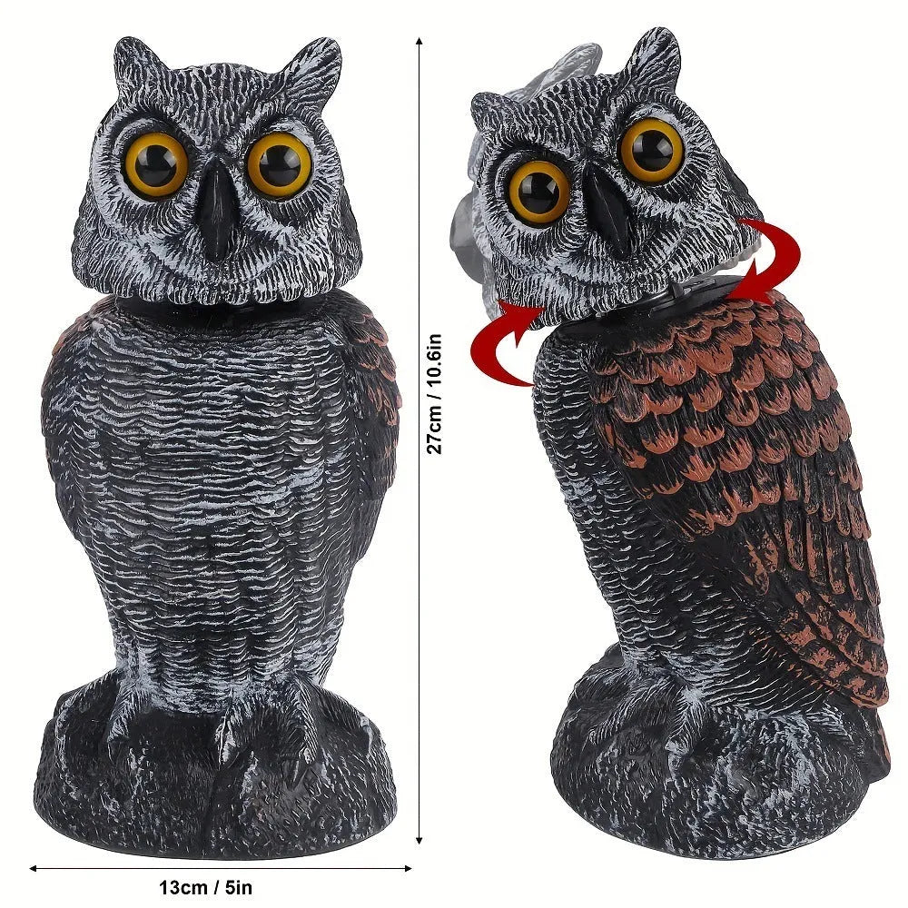 Artificial owl bait ornament with shaking head design for outdoor bird deterrent