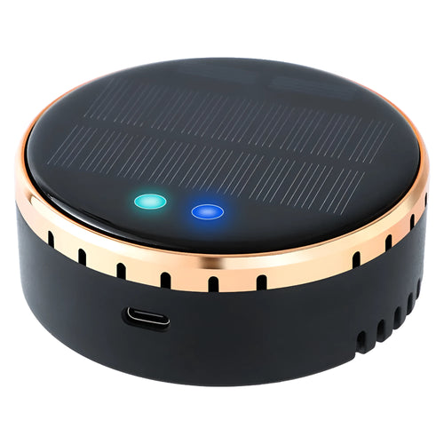 Black solar-powered car air humidifier mounted in a vehicle air conditioning vent