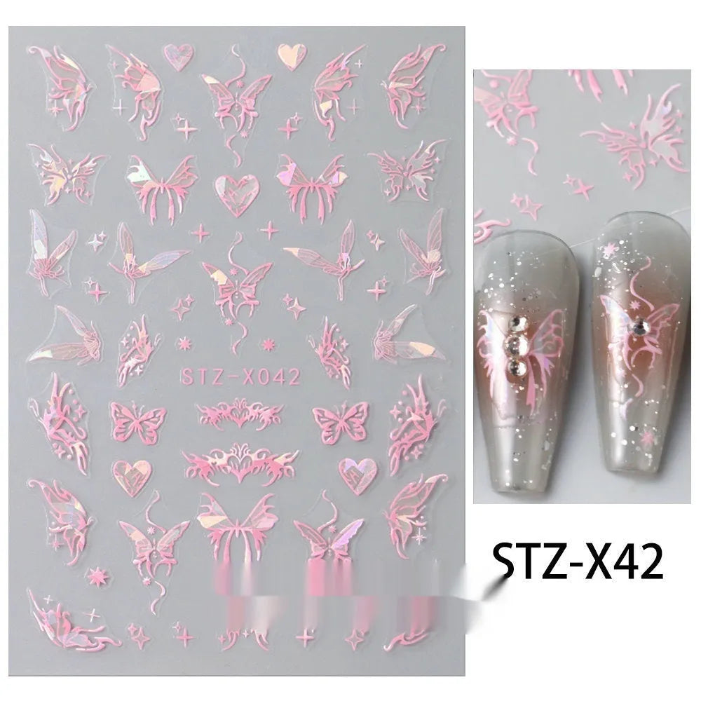 Black and silver strip cartoon nail art stickers on plastic patch