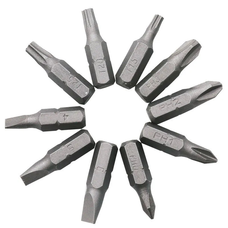 L-shaped double-headed socket wrench set with 10 screwdriver bits and compatible wrench