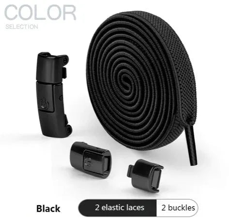 Press lock elastic shoelaces with 8mm widened flat design in various colours