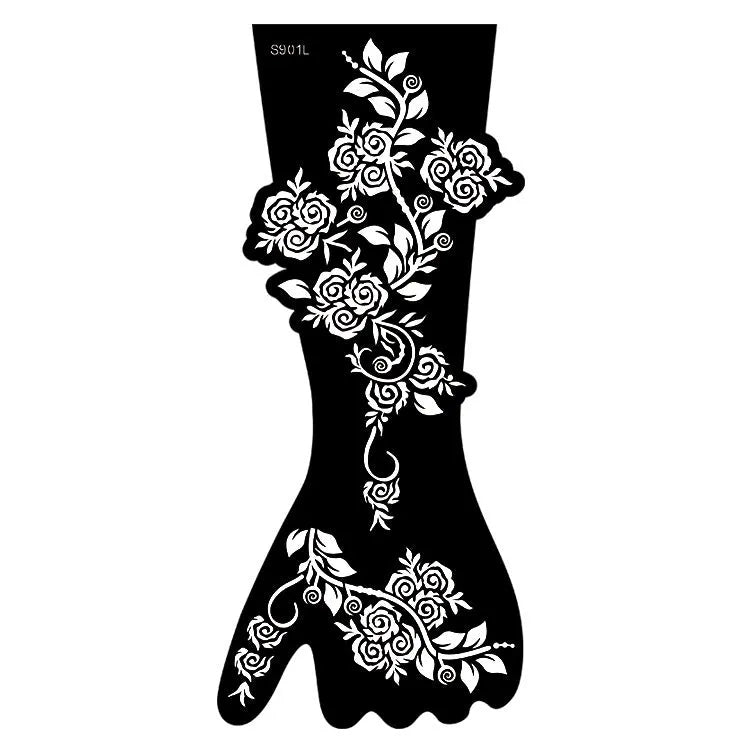 Hollow geometric tattoo sticker sheet with 30 machine-cut 3D paper carving patterns