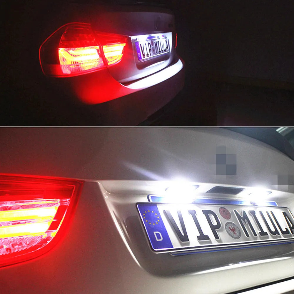 Volkswagen LED license plate light unit with plug connector and built-in Canbus decoder