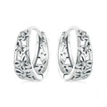 Sterling silver retro butterfly earrings with zircon detailing measuring 14mm tall