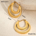 Geometric circular French earrings with gold plating on stainless steel, minimalist design
