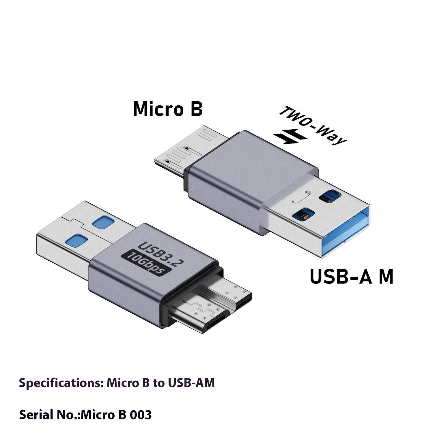USB AM to Micro-B adapter with four interface form options for legacy device connectivity