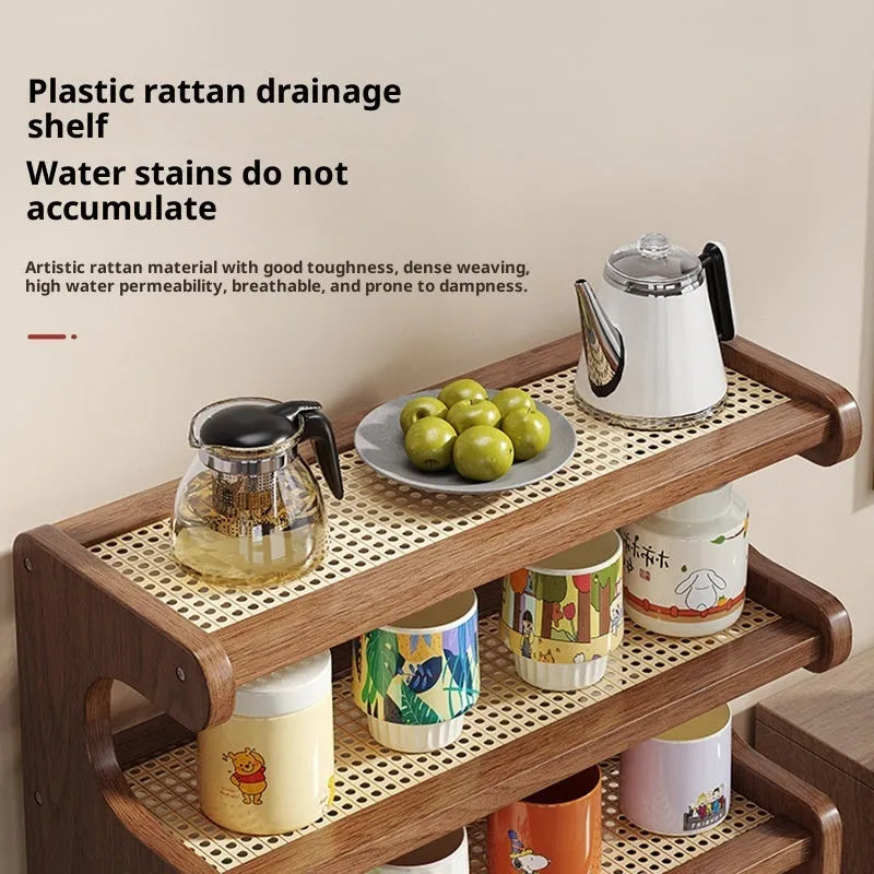 Multi-functional storage rack with 4 layers in bamboo density board, 46 style, modern simplicity desktop organiser