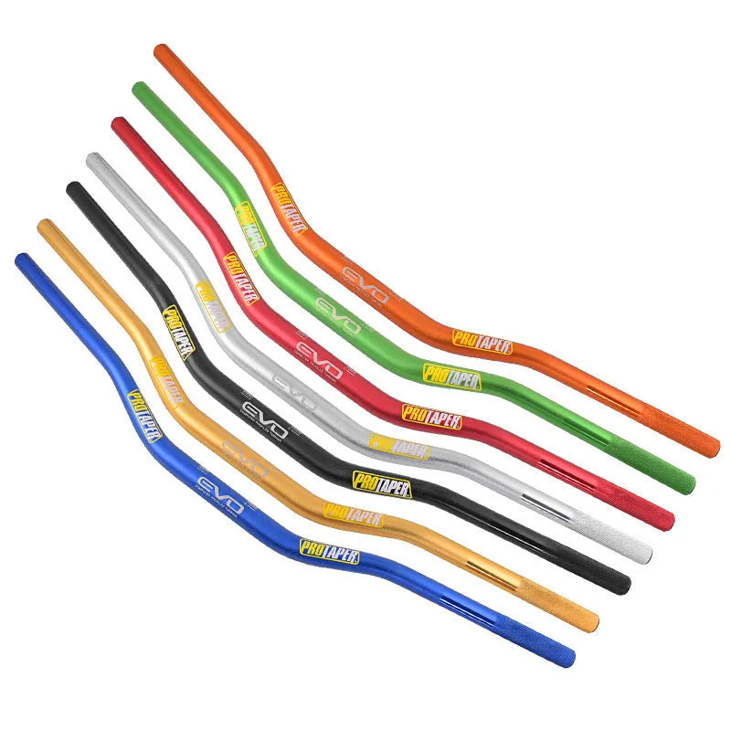 Orange aluminium motorcycle handlebar with 28mm diameter, 80cm width and 10cm rise