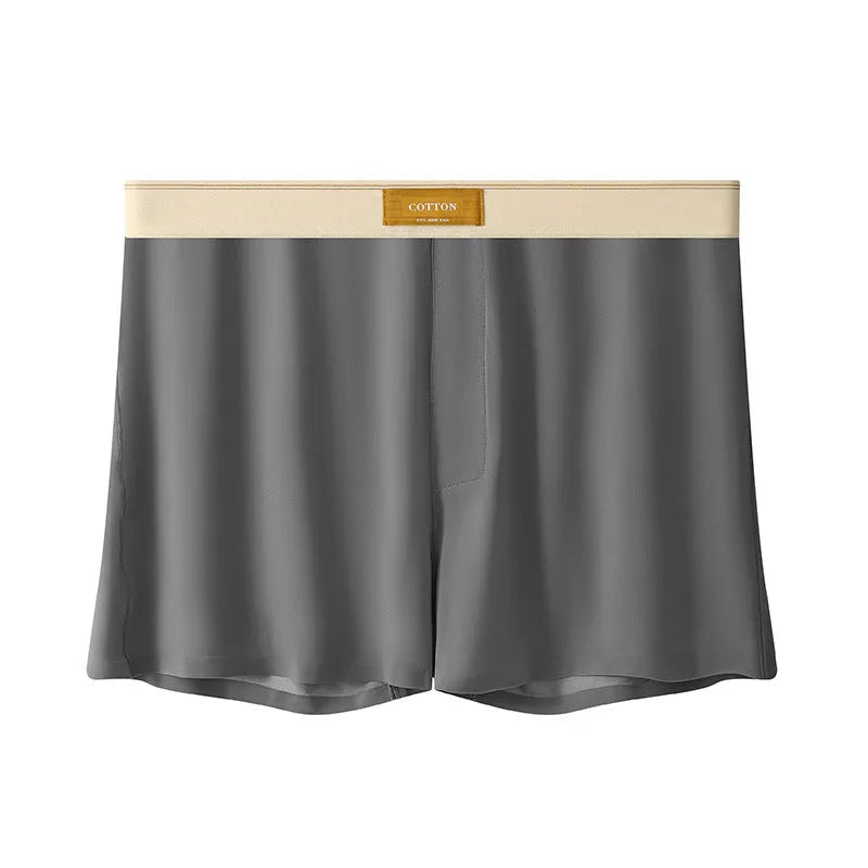Pack of three pairs of men's solid colour ice silk underwear in loose fit.