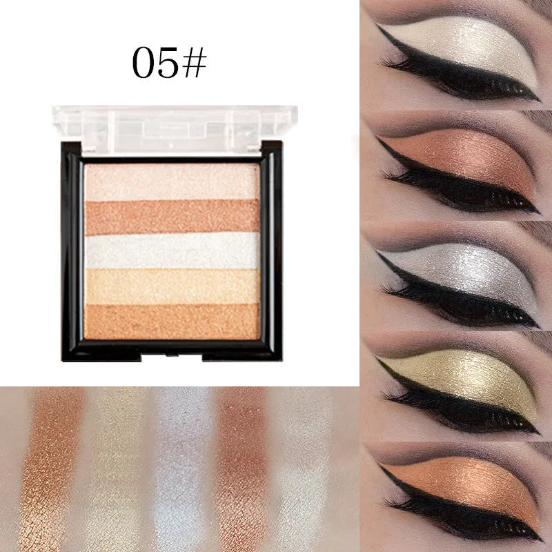 Highlight eye shadow palette with six colour variations for natural three-dimensional contouring effects