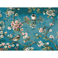 DIY digital oil painting kit showing blue flowers and birds design on 40x50cm linen canvas