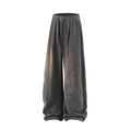 Hollow-out straight-leg trousers with fleece lining in light grey, shown on a hanger