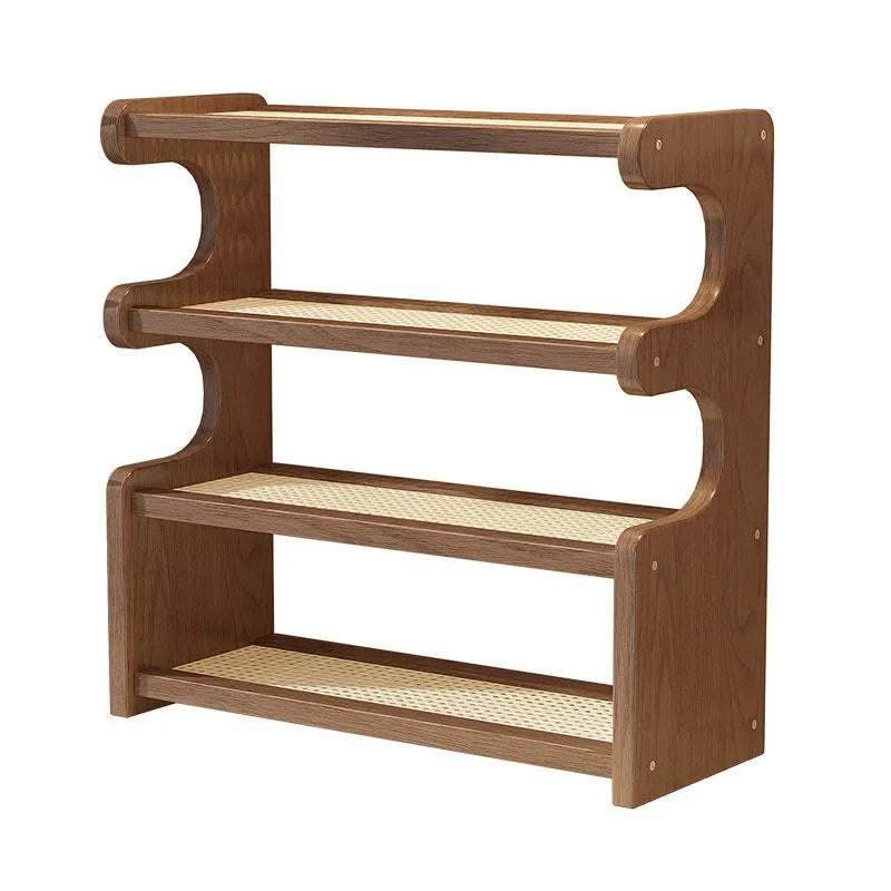 Multi-functional storage rack with 4 layers in bamboo density board, 46 style, modern simplicity desktop organiser
