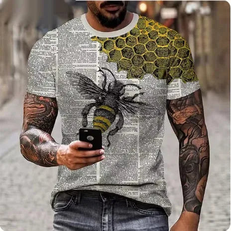 Men's black t-shirt with a fierce 3D lion graphic print on the front.