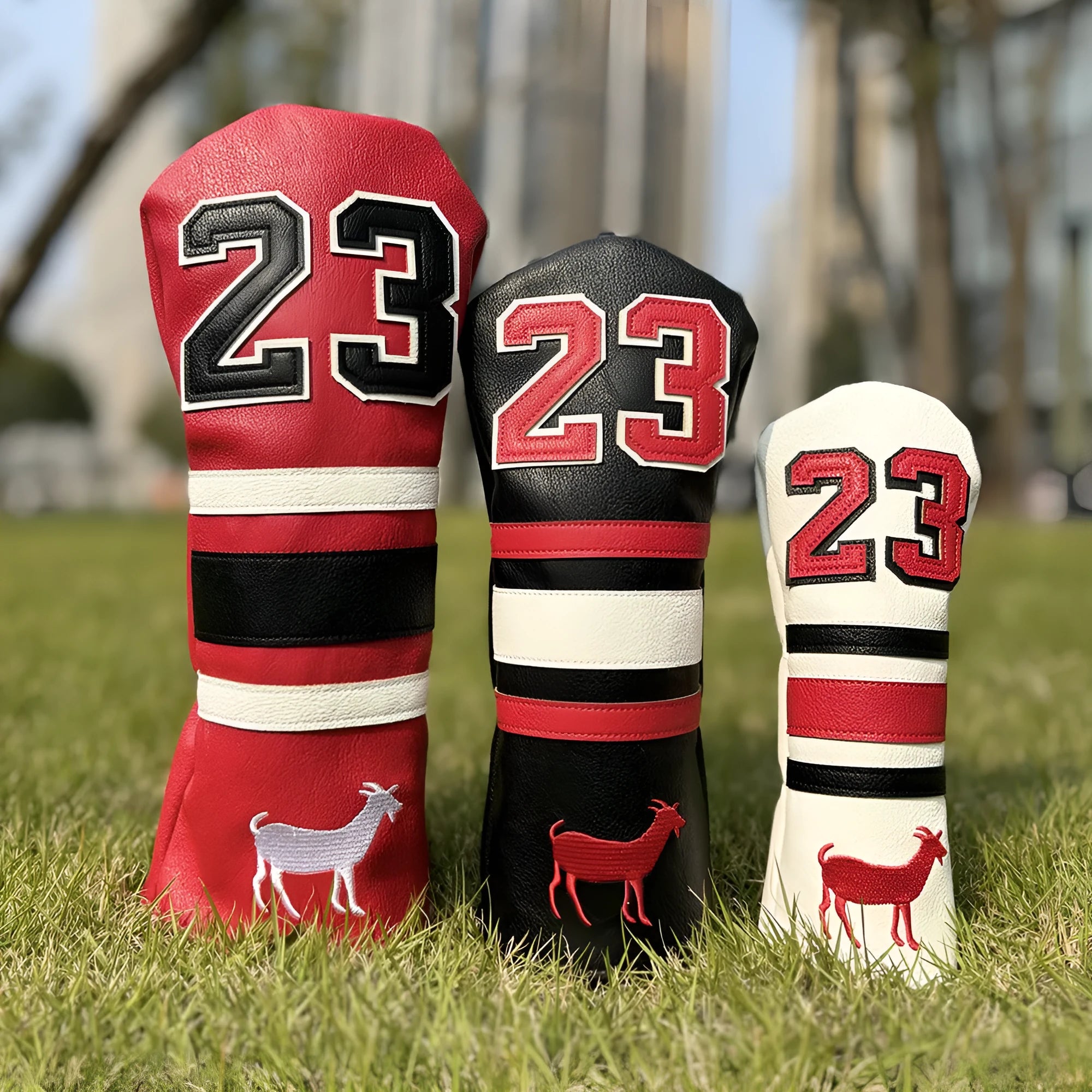 Wooden pole design golf club sleeve set with four headcovers in choice of colours