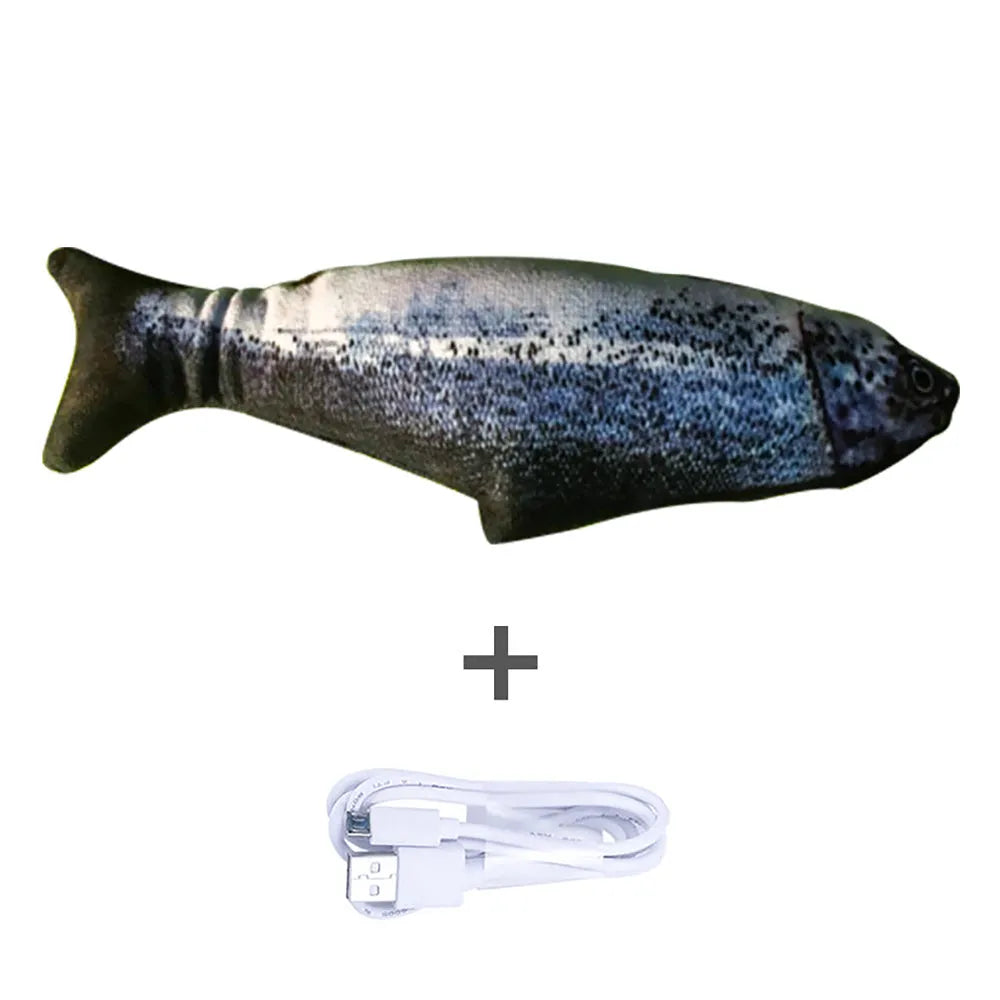 Electronic jumping fish cat toy without cat nip, 30cm multicolour design with USB cable