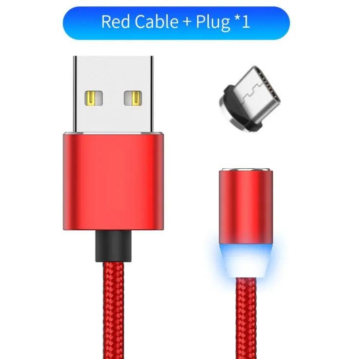 YBD magnetic LED charging cable with cotton braiding and aluminium connector for Apple iPhone