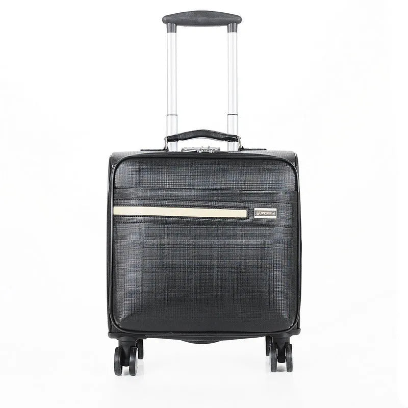 Black or brown 18-inch PU leather business case with lock and airplane wheels