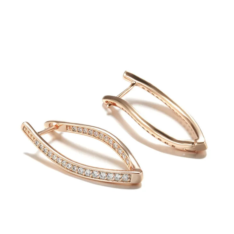 H0493 geometric copper drop earrings with zircon accents for women, contemporary ins style jewellery
