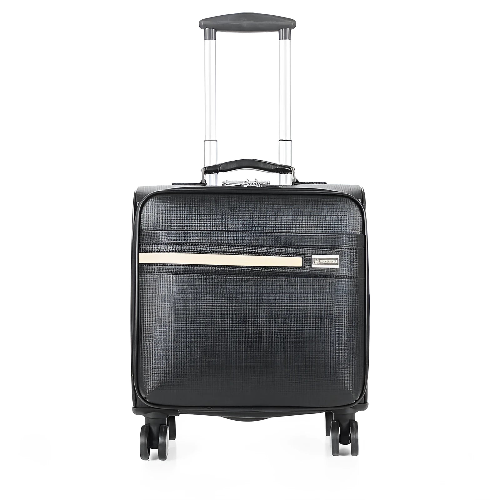 Black or brown 18-inch PU leather business case with lock and airplane wheels