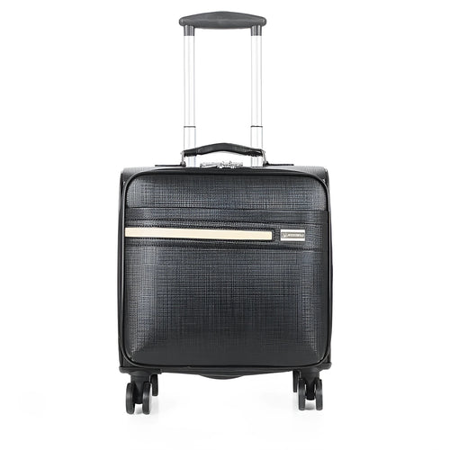 Black or brown 18-inch PU leather business case with lock and airplane wheels