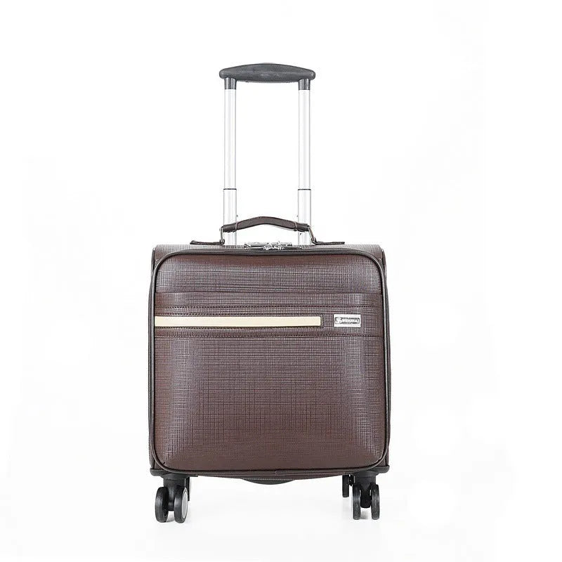 Black or brown 18-inch PU leather business case with lock and airplane wheels