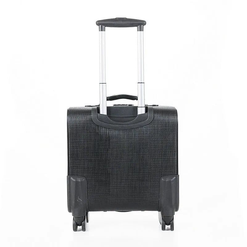 Black or brown 18-inch PU leather business case with lock and airplane wheels