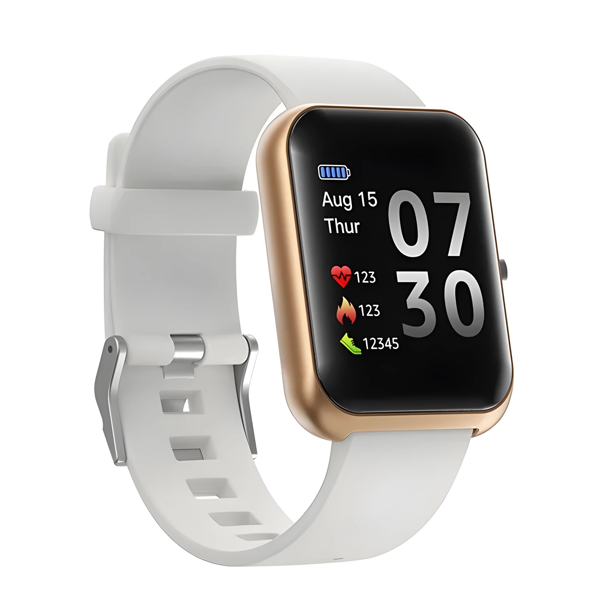 Square couple bracelet smart watch with silicone strap and Bluetooth connectivity