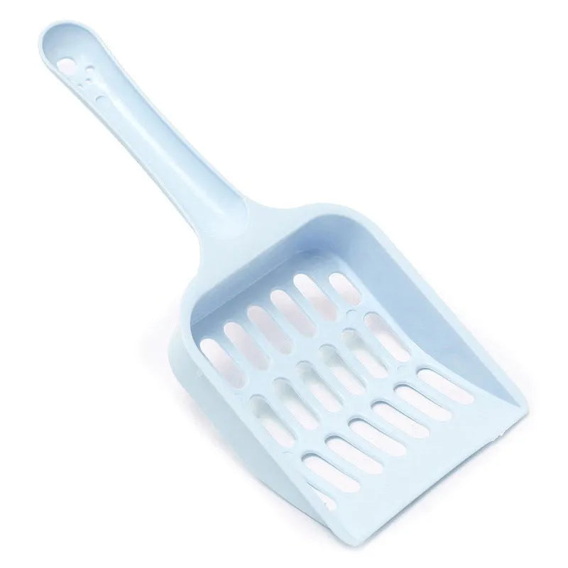 Blue plastic cat litter scoop measuring 20cm length for pet toilet cleaning