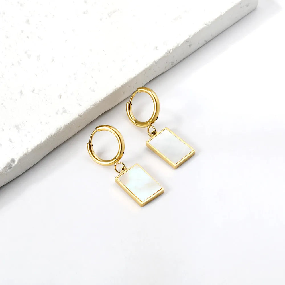 Electroplated 18K gold stainless steel earrings with heart star and geometric shapes