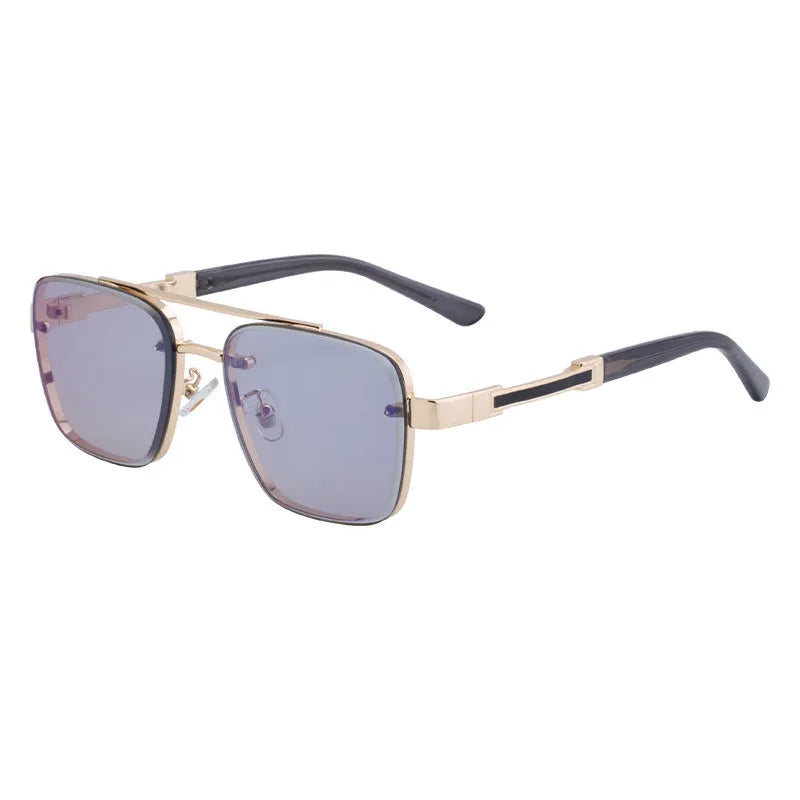 Men's vintage sunglasses with UV protection in gold gradient blue colour with PC frames