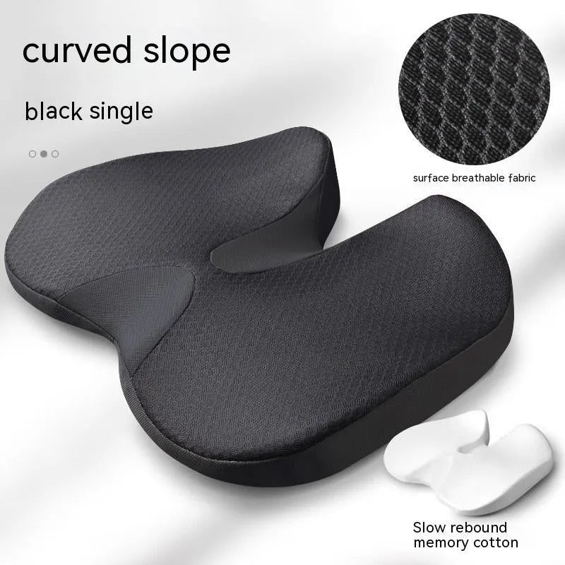 Curved bevel seat cushion in beige colour with memory foam for tailbone and driving support