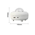 White Bluetooth galaxy star projector night light showing starry sky projection on ceiling