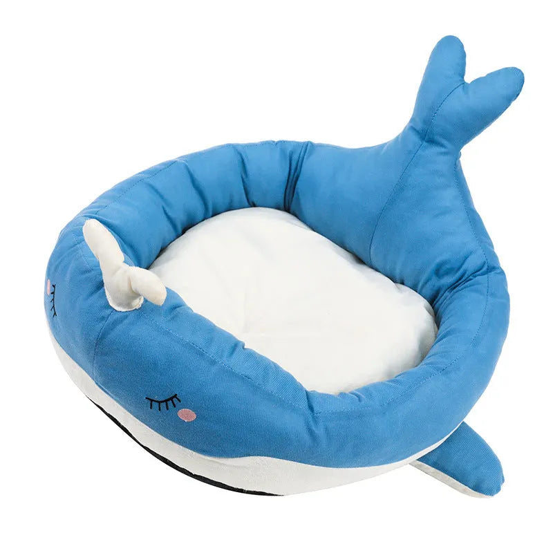 Blue duck-shaped fluffy pet bed sofa for small dogs and cats