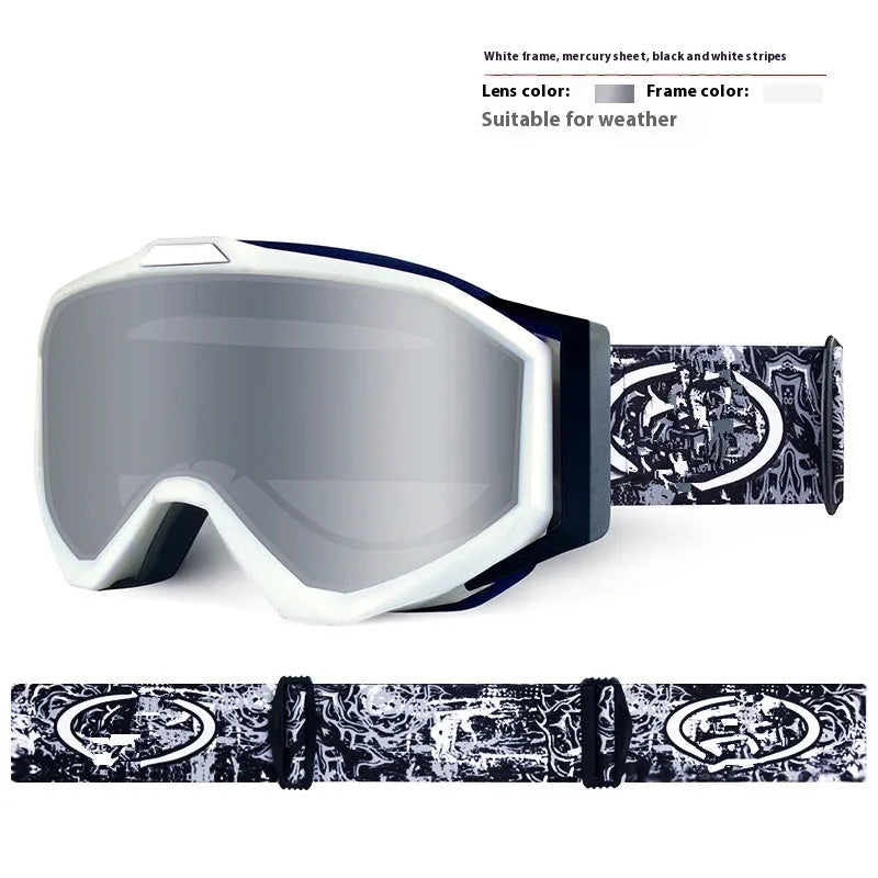 Motorcycle goggles with double-layer anti-fog lenses in black frame with grey lens option