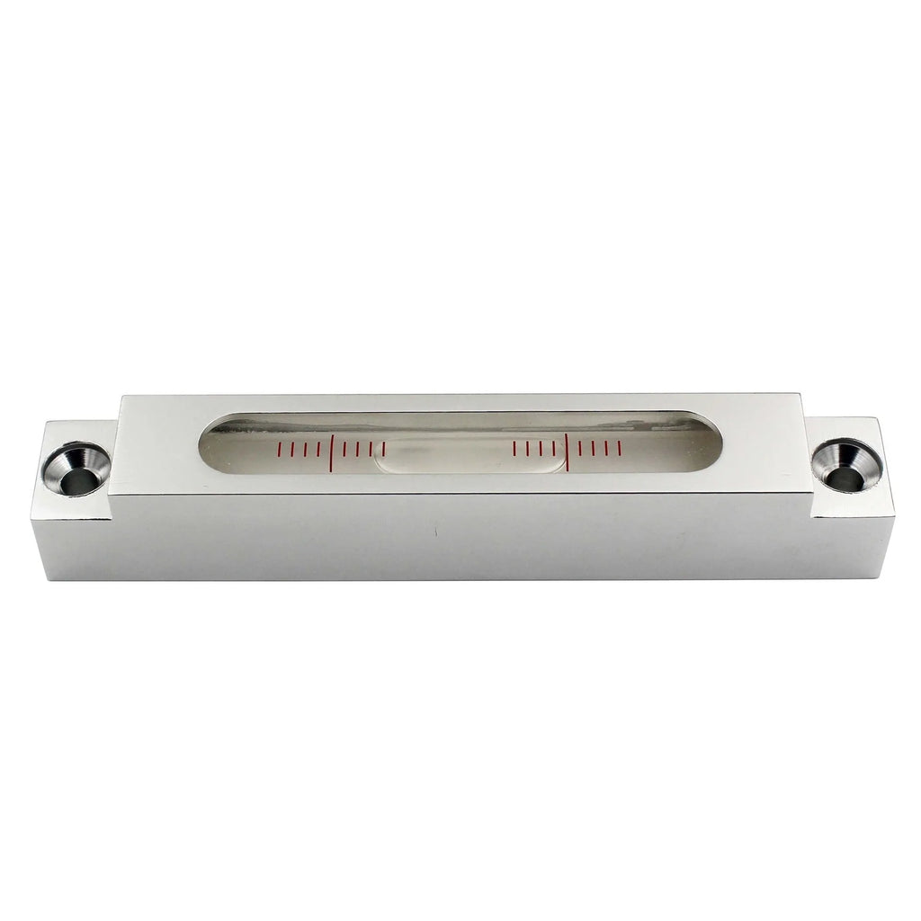 Metal and glass miniature precision spirit level for machine tools, showing 132mm length.