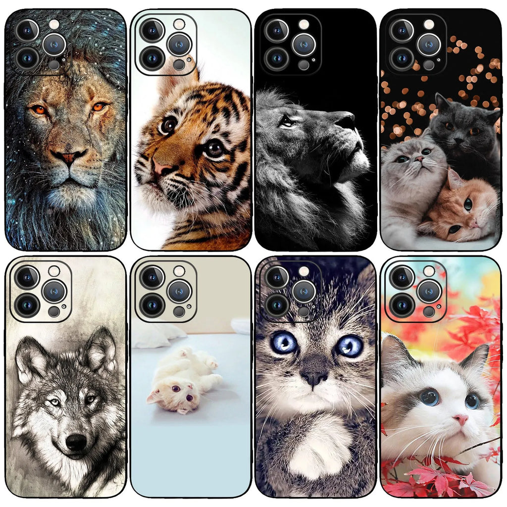 Glass phone case with painted tiger animal design for Apple iPhone back cover